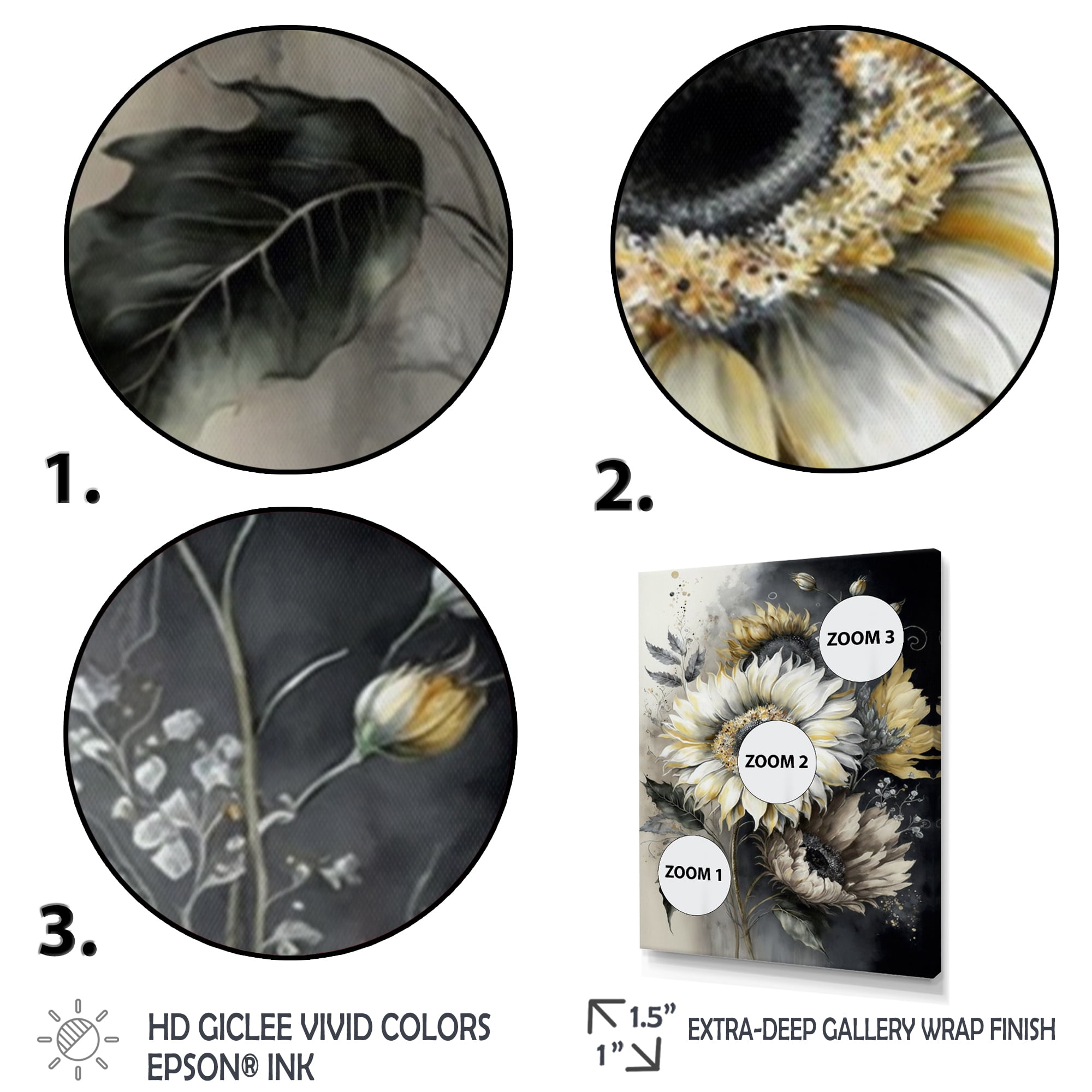 Designart White Sunflower Canvas Wall Art