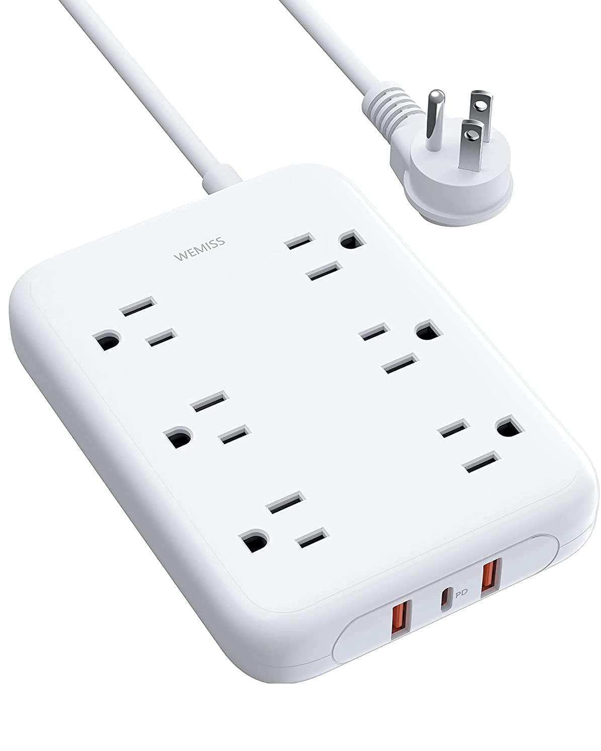 Multi Outlets 5 Plugs Power Strip With 3 USB Surge Protector Charging Station 