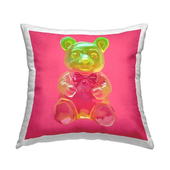 Stupell Industries Pink Candy Bear Decorative Printed Throw Pillow Design by Amelia Noyes