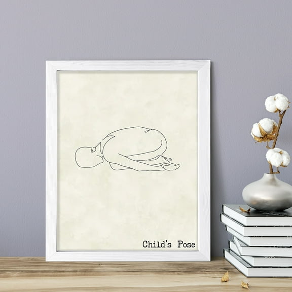 Child's Pose, 11 x 14 White FRAMED Print Yoga Wall Art