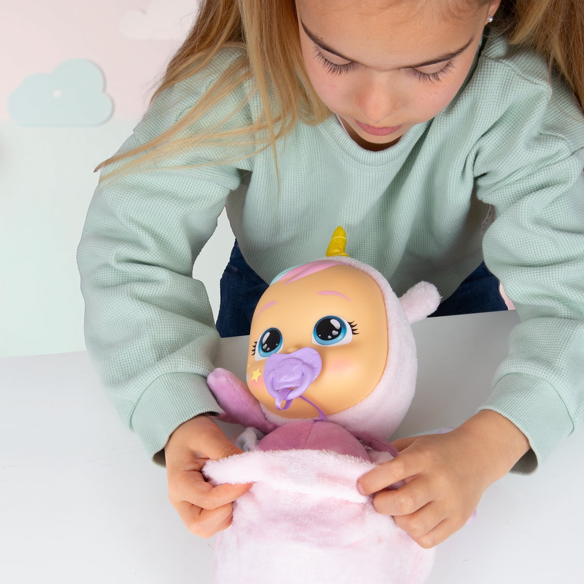 Cry Babies Goodnight Friends Luna & Poppy 11.8" Sleepy Time Baby Doll, light up wings, lullabies & baby sounds