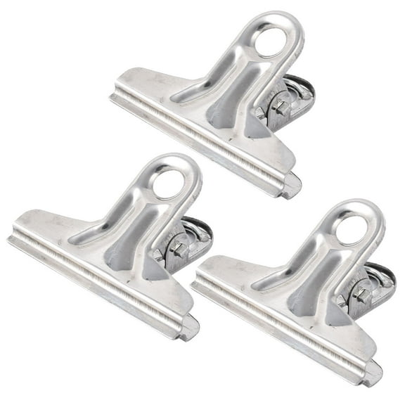 Spring Loaded Stationery Document File Ticket Stainless Steel Binder Clips 3 Pcs