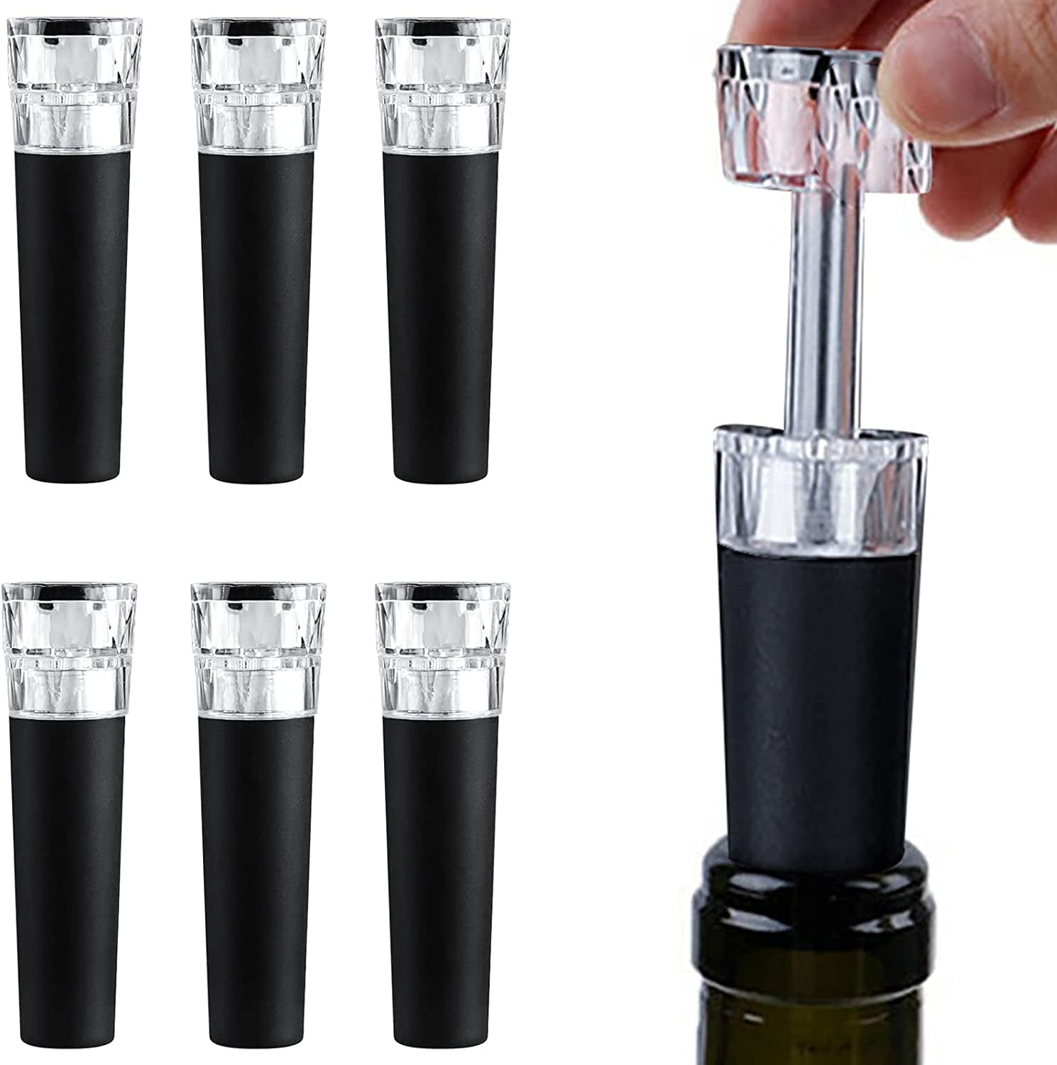 Vacuum Wine Stoppers, Wine Preserver Stopper with Vacuum Pump, Silicone