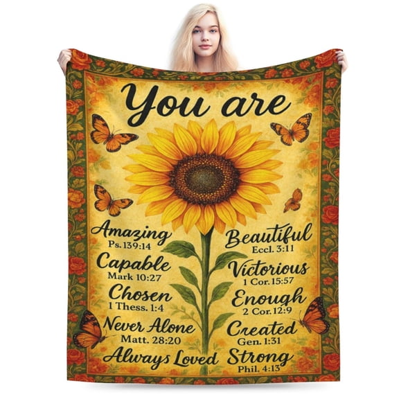 Christian Gifts for Women Inspirational Bible Verse Blanket Religious Scripture Prayer Faith Throw Blanket Soft Flannel Healing Blanket 50x40