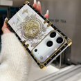 thumbnail image 5 of for iPhone Pro Max Glitter Case with Kickstand, Cute Bling Diamonds Butterfly Foldable Stand Shockproof Marble Shell Aurora Floral Pattern Girl Woman Soft Cover for iPhone Pro Max, White, 5 of 12