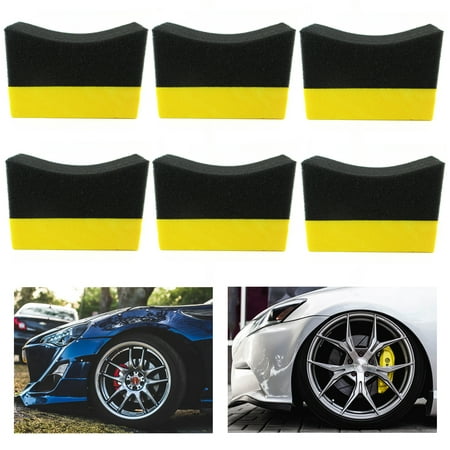 6 Tire Dressing Applicator Pads Car Contour Sponge Gloss Shine Protectant