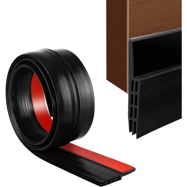 Tope de silicona para puerta – Tira de sellado de puerta de 39 pulgadas para espacios de sellado debajo de la puerta, puertas interiores y exteriores, burlete insonorizado (negro)