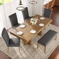 thumbnail image 2 of Euroco 6-Piece Farmhouse Dining Table Set,78.1" Extendable Kitchen Table with 1 Bench and 4 Upholstered Chairs,Wood Rectangular Dining Set for 6,Gray, 2 of 8