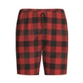 thumbnail image 4 of Wukai Red Black Plaid Men’s Short Pajama Pants With Pockets Soft Sleep Pj Shorts for Men-Large, 4 of 6
