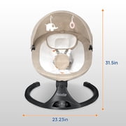 Baby Swing,Bluetooth Baby Swing for Infants Portable Baby Swing for Newborn, Electric Baby Swings with 5 Gears & Time Set & Music&Remote Control, Infant Swing for Babies 0-6 Months, Unisex,Khaki