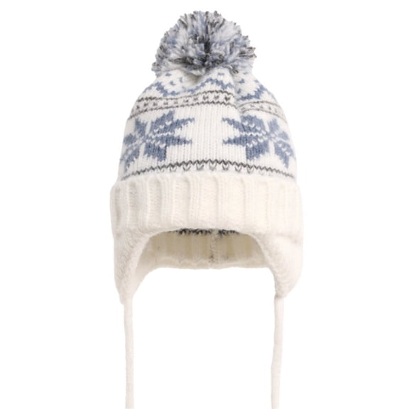 Uobin Winter Warm Scarf Hat Set With Festive Snowflake Knitted Lined Earmuffs Soft Thermal Yarn For Daily Casual Outdoor