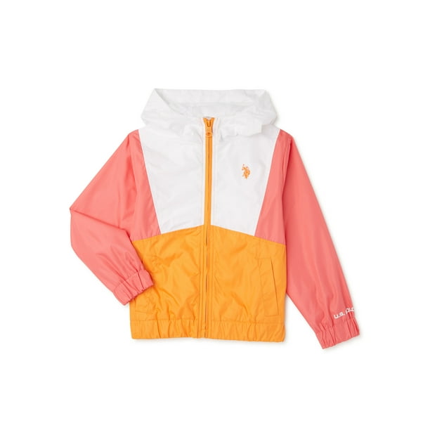 U.S. Polo Assn. Girls Colorblock Full Zip Hooded Windbreaker Jacket, Sizes  4-18 - Walmart.com