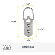 Ook D-Ring Picture Hanger, Frame Hanger, Large, Steel, Zinc Finish, Silver, 10 pack