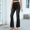 thumbnail image 6 of Women'S Flare Jeans High Waisted Slim Fit Denim Trousers Casual Solid Straight Leg Denim Pants with Pockets Black M, 6 of 9