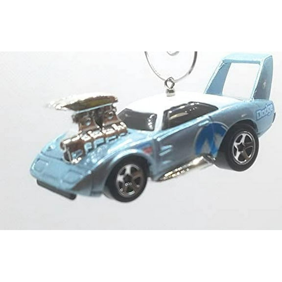 Christmas Ornament for 1969 Dodge Charger Daytona Blueish Silver White Roof