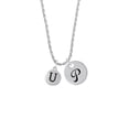 thumbnail image 2 of Delight Jewelry Silvertone Capital Letter - U - Pebble Disc - Silvertone Script Initial Disc - P - Charm Necklace, 20"+3", 2 of 4
