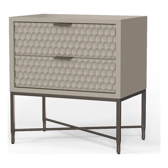 Origins by Alpine Milo 2 Drawer Nightstand in Taupe