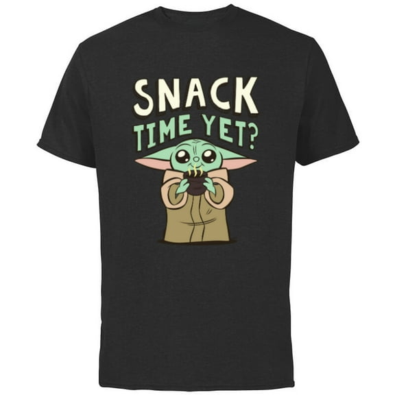 Star Wars The Mandalorian Grogu Snack Time Yet? - Short Sleeve Cotton T-Shirt for Adults - Customized-Black