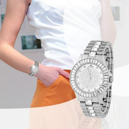 Mother Of Pearl Silver Wrist Watch - Women Quartz Watch Female Rhinestone Quartz Analog Watch Alloy Strap Round Case Wristwatch Dress Wrist Watch Bracelet Watch Best Gift for Women Mothers Day Gift