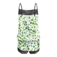 thumbnail image 4 of JSKUMAR Women's 2 Piece Pajamas Set Trendy Lace Trim Adjustable Strap Top and Shorts St Patrick's Day Print Casual Outfit Green14|M, 4 of 5