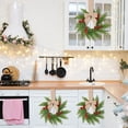 thumbnail image 4 of 1Pc Christmas Norfolk Pine Kitchen Cabinet Wreaths for Kitchen with Ribbon Bows Red Berry Small Window Wreath for Window Door Farmhouse Christmas Party Decorations, 4 of 5