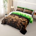 thumbnail image 3 of Erosebridal Pixel Grass Block Bed Spread Queen for Boys, Brown Green Game Queen Coverlet Set, 3-Piece, 3 of 7