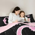 thumbnail image 4 of Manfei Initial Letter G 7pcs Bedding Comforter Set,Galaxy Starry Night Queen Bedding Sets,Pink Sequin Print Queen Sheet Sets For Girl,Breathable Bedroom Decoration Reversible, 4 of 8