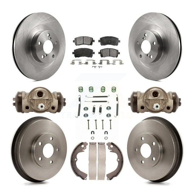 Transit Auto Front Rear Disc Brake Rotors Ceramic Pads and Drum Kit (9Pc) for Car Subaru Impreza WRX K8T-102715
