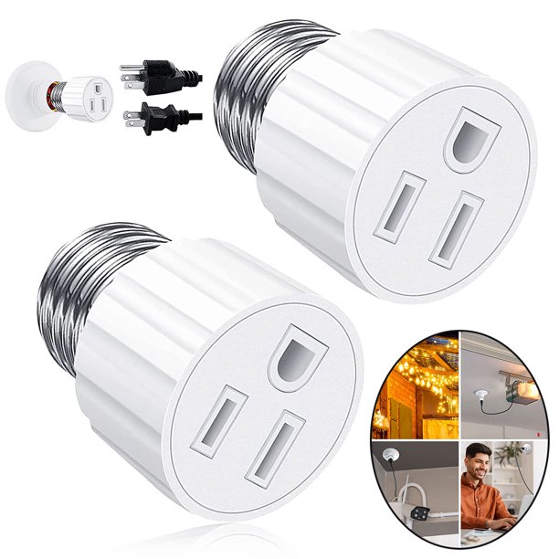 E26/E27 3 Prong Outlet Light Socket Adapter,Polarized Screw in Outlet