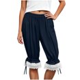 thumbnail image 2 of Hzzrkos Women Casual Fashion Solid Color Elastic‑Waist Loose Capri Pants With Pockets Relaxed‑Fit Trousers for Daily‑wear Home Outdoor Travelling, 2 of 9