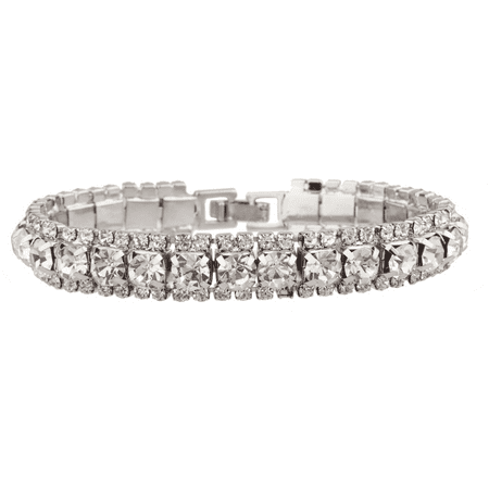 Bridal Clasp Bracelet - Lux Accessories Bridal Pave Crystal Simple Elegant Bride Bridesmaid Clasp Bracelet