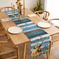 thumbnail image 3 of Sunflowers Cow Table Runner - 48 Inch Long, Kitchen Dining Table Runner Dresser Scarves, Blue Brown Wooden Blank Cabin Retro Farmhouse Decor for Coffee Tables Wedding Party Banquet, 3 of 8