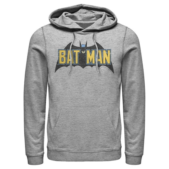 Men's Batman Caped Crusader Logo Pull Over Hoodie Athletic Heather Small