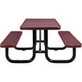 thumbnail image 3 of 6' Rectangular Expanded Metal Picnic Table, 72"L x 62"W, Red, 3 of 7