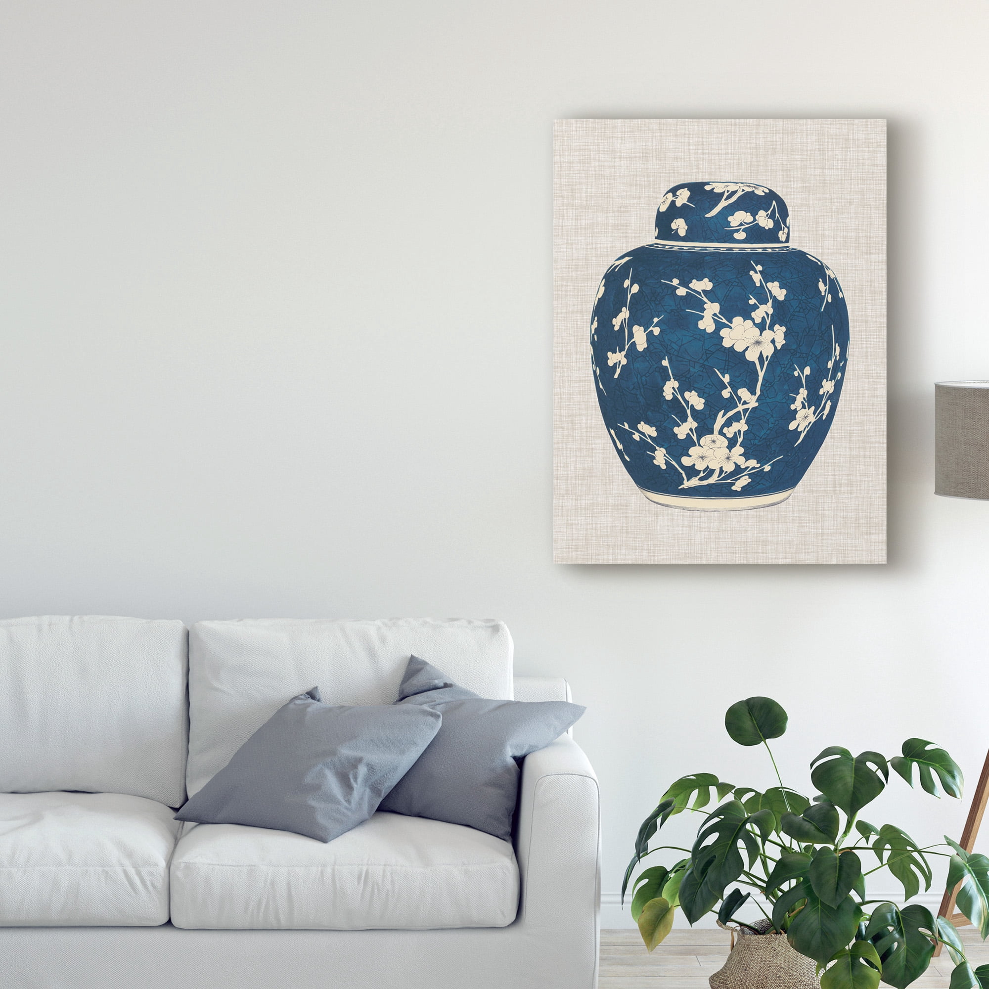 Trademark Fine Art 'Blue & White Ginger Jar on Linen I' Canvas Art by Vision Studio