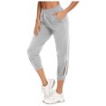 thumbnail image 5 of XFLWAM Capri Sweatpants for Women Casual Drawstring Elastic Waist Track Cuff Sweatpants Sports Cropped Joggers with Pockets Gray S, 5 of 8