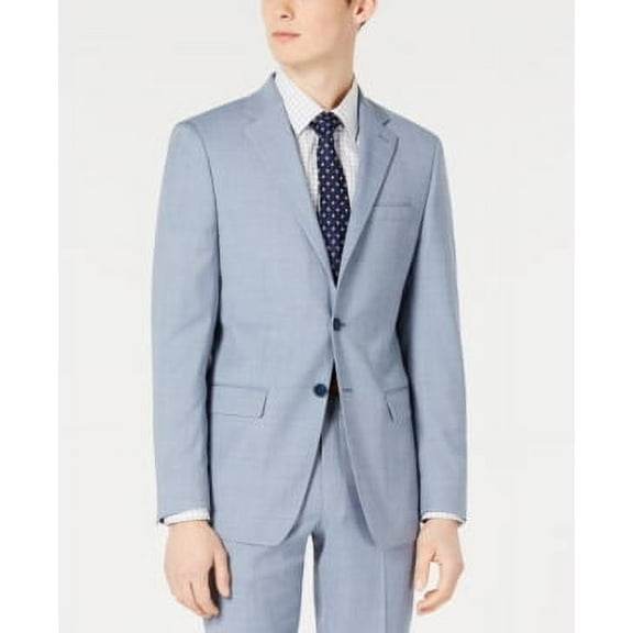 Calvin Klein Mens Slim fit Wool Suit Jacket Blazer 42 R Light Blue Solid Stretch