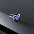 thumbnail image 4 of Gem Stone King 925 Sterling Silver Blue Tanzanite and White Created Sapphire Engagement Ring for Women | 2.80 Cttw | Cushion 8MM | Gemstone December Birthstone | Size 6, 4 of 6