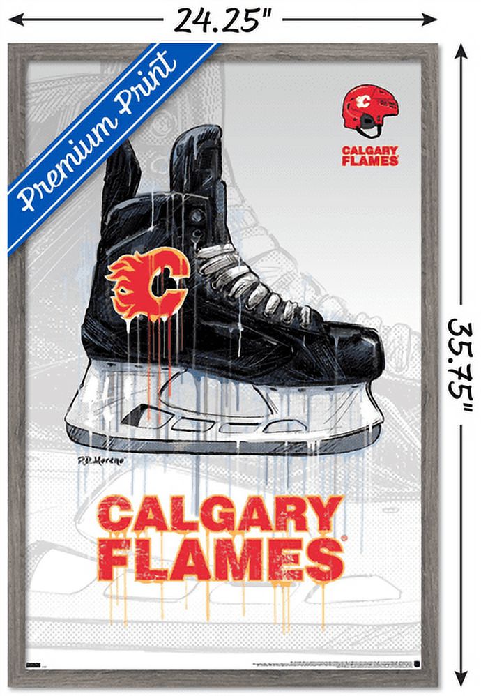 NHL Calgary Flames - Drip Skate 21 Wall Poster, 22.375" x 34", Framed