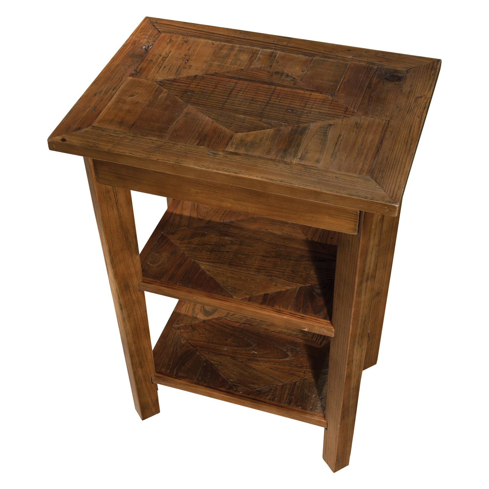 Alaterre Modesto Metal Strap and Reclaimed Wood End Table with Shelf,  Rustic Natural 