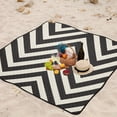 thumbnail image 6 of Black and White Lines Picnic Blanket Waterproof Beach Blankets Sandproof Large Mat with Storage Bag Camping Grass Travel Hiking Park 78"x78", 6 of 6