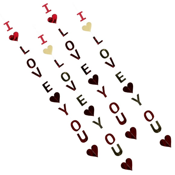 WHAMVOX 4Pcs Decorative Paper Heart Garland for Valentine Party and Festival Love Decoration