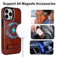 thumbnail image 5 of ELEHOLD Case for iPhone 15 Pro, Luxury PU Leather Anti-Scratch Magnetic Case with Invisible Kickstand for MagSafe Accessory,Brown, 5 of 8