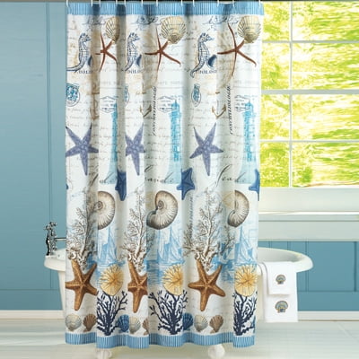 Tropical Seahorse Seass Starfish C Beach Coastal Bathroom Shower Curtain