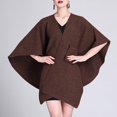thumbnail image 4 of Bmisegm Women's Solid Color Cape Shawl Elegant Open Front Poncho soft Knit Sweater Wraps for Fall Winter Accessories Coffee_001, 4 of 6