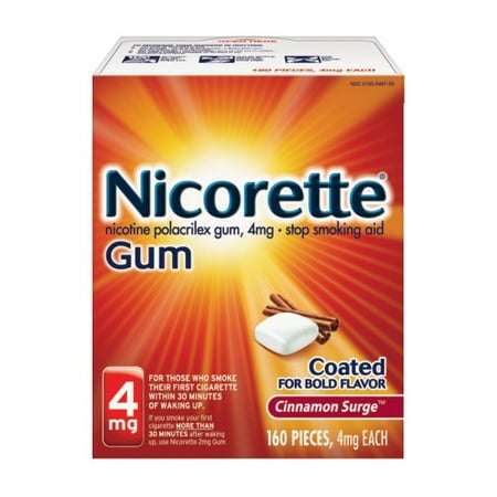 Nicorette Nicotine Gum to Stop Smoking, 4mg, Cinnamon Surge, 160
