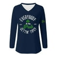 thumbnail image 4 of Wang6 Womens Long Sleeve St Patricks Day V Neck T-Shirt Plus Size Shamrock Letter Printed Tops Causal Loose Fit Saint Graphic Tees Shirts Navy XXXL, 4 of 4