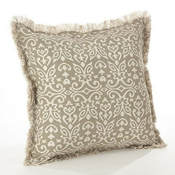 Fennco Styles Naxos Collection Geometric Design Down Filled Cotton Throw Pillow - 20"x20" (Natural)