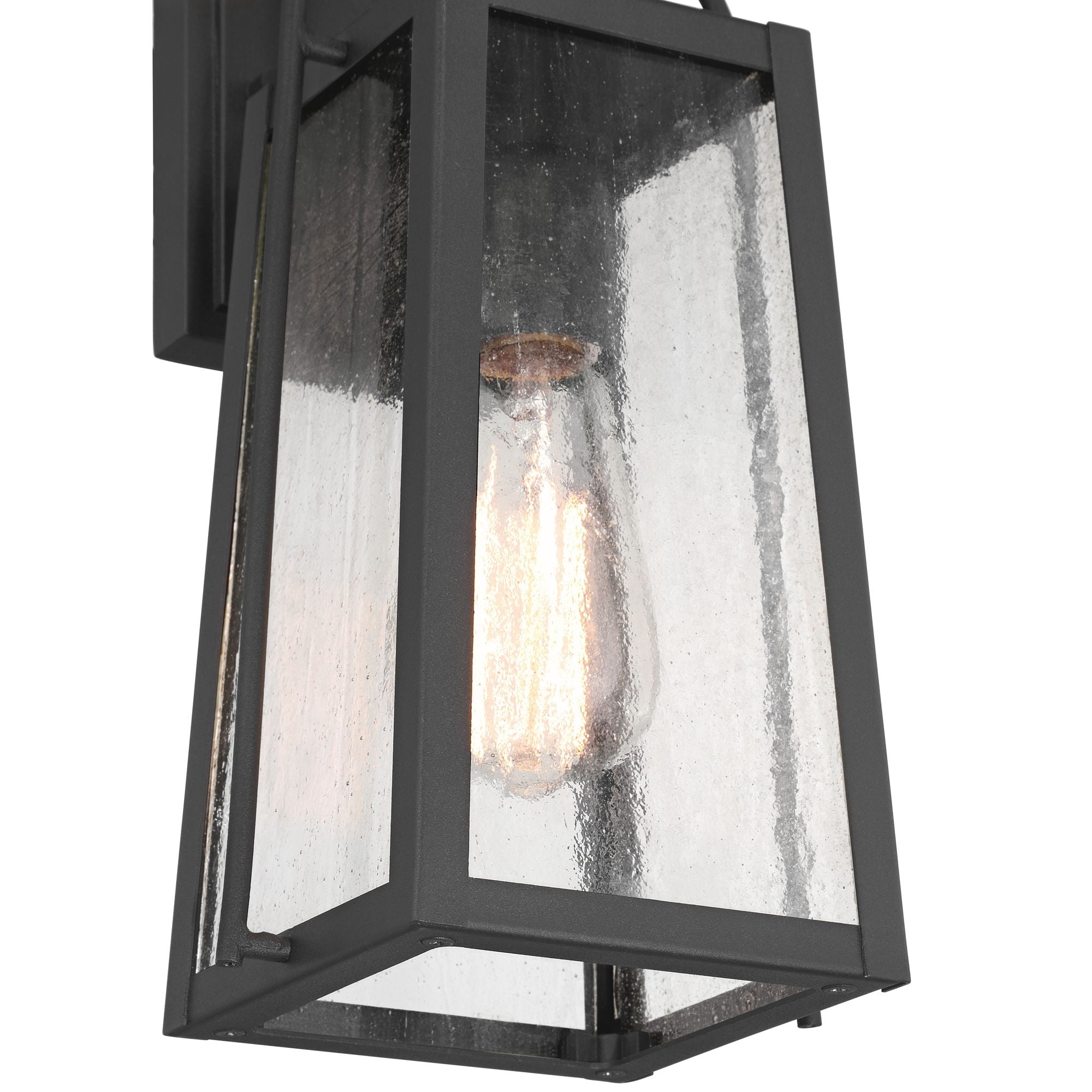 Possini Euro Design Woodley 13" High Modern Outdoor Wall Light Fixture Mount Porch House Set of 2 Sand Black Aluminum Glass Shade