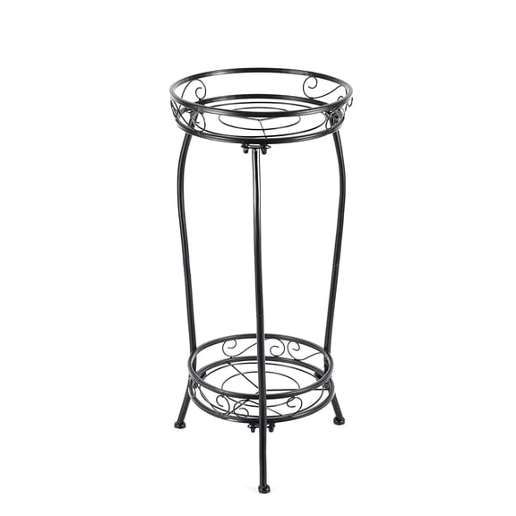 Plant Stand Indoor Outdoor,Tall Black Metal Rustproof Stable Plant Stands,2 Tier 27.1 inch Multiple Plant Rack for Planter Corner Garden Living Room & Garden